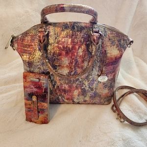 BRAHMIN large Duxbury Satchel Harvest Melbourne AND credit card wallet